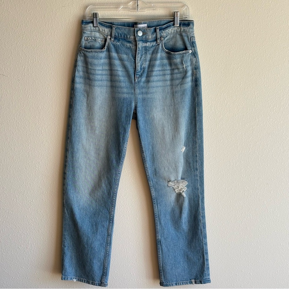 EUC LOFT Women's Light Blue Denim Jeans High Waist Straight Crop SZ 27/4